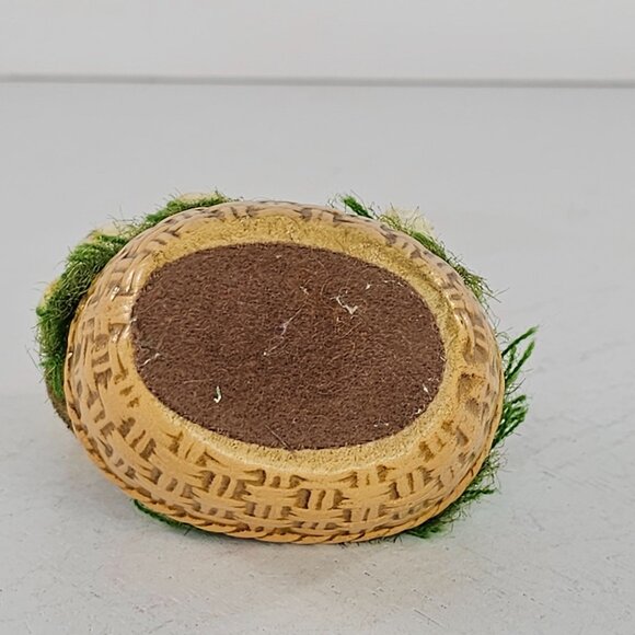 Vintage Josef Originals Japan Flocked Light Brown Puppy In Basket Figurine - Picture 7 of 8